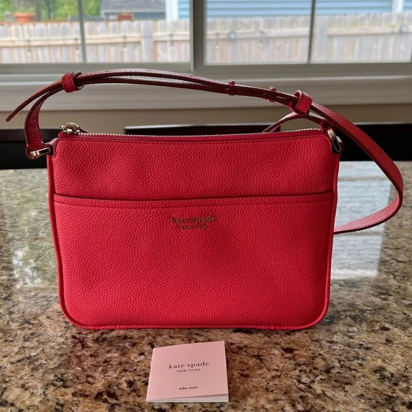 NEW Kate Spade Leather Crossbody Purse Coral πͺΈ Pink with Adjustable Strap - Picture 3 of 14